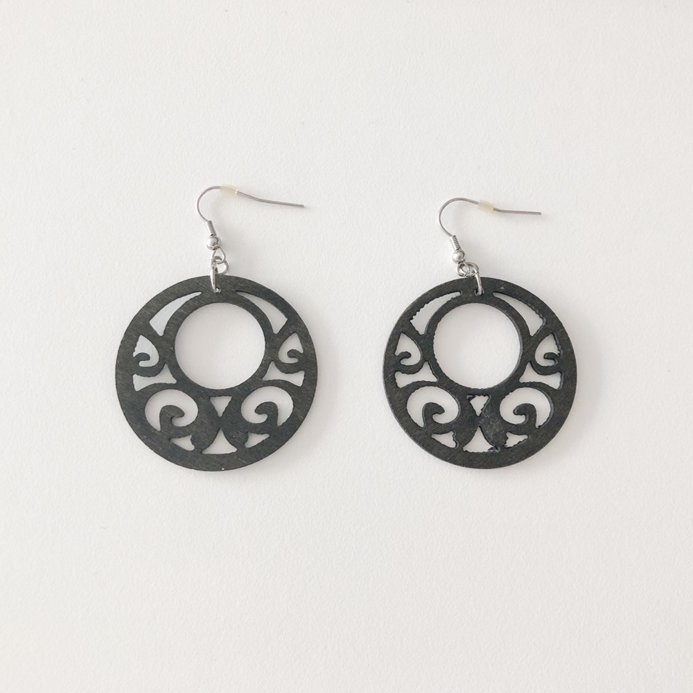 Carved Wood Earrings